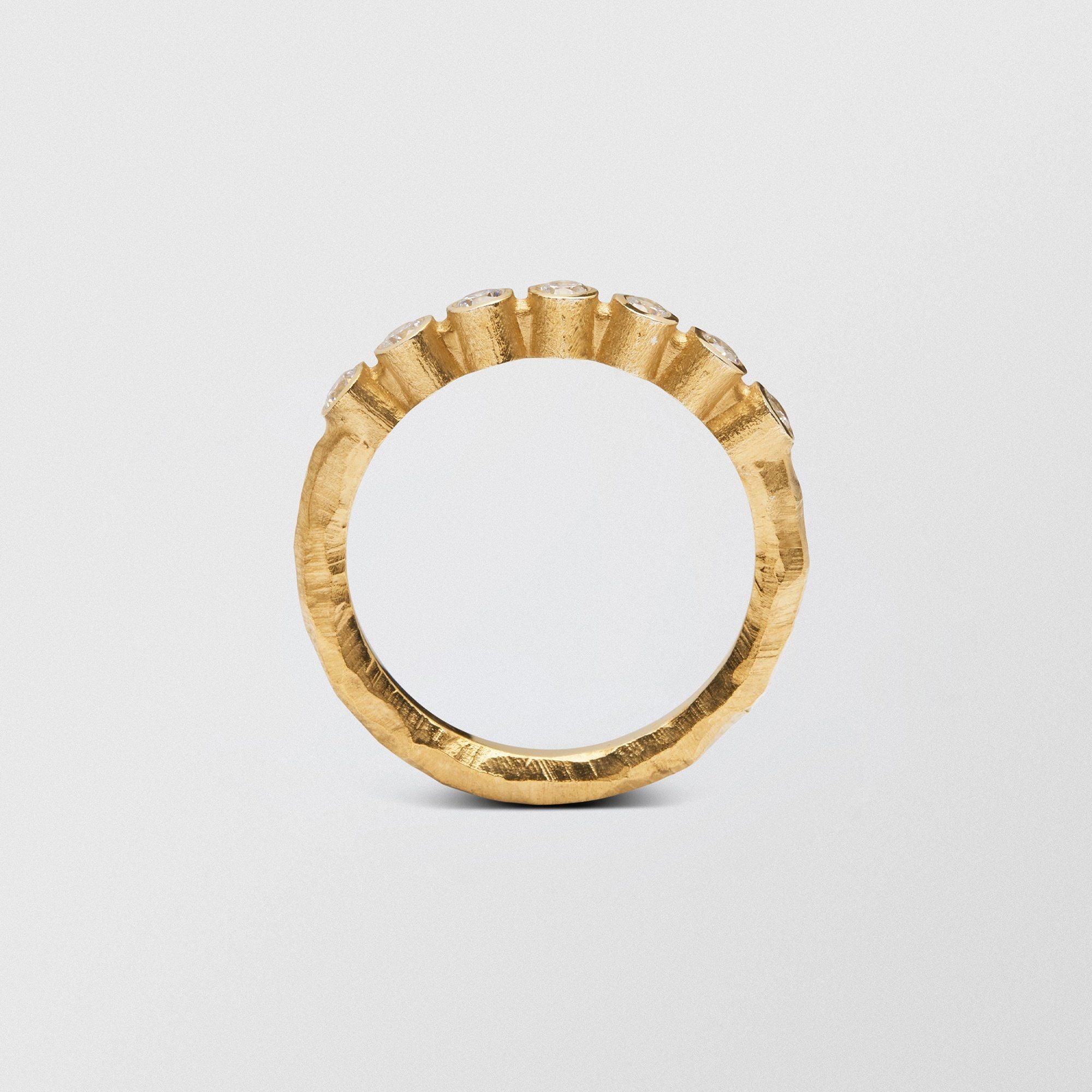 Ringo Half Eternity Medium High 18K Gold Ring w. Diamonds