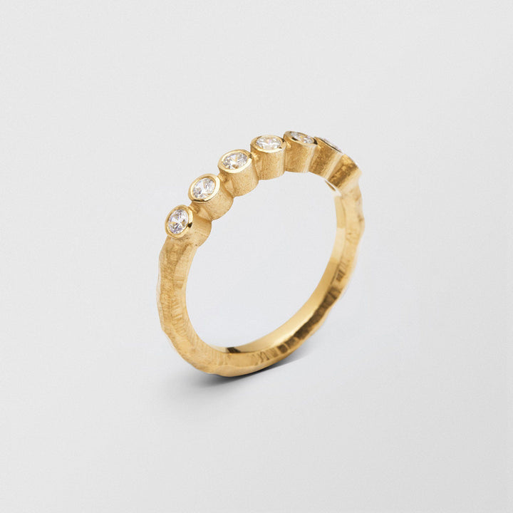 Ringo Half Eternity Medium High 18K Gold Ring w. Diamonds