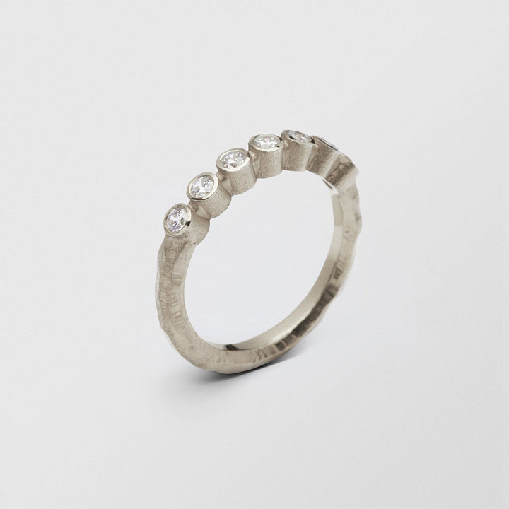 Ringo Half Eternity Medium High 18K White Gold Ring w. Diamonds
