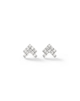 Double Arrow Pavé 14k Whitegold Studs w. Diamonds
