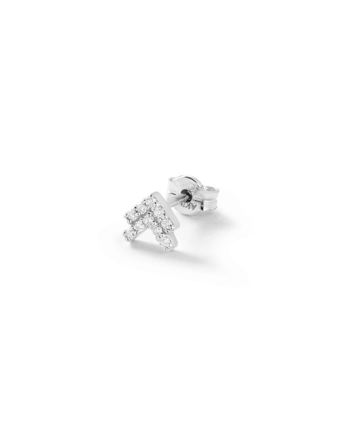 Double Arrow Pavé 14K Hvidgulds Ørestikker m. Diamanter