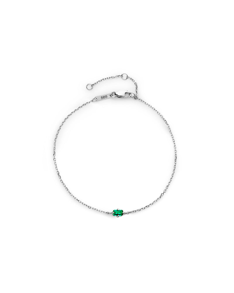 Emerald 14k Whitegold Bracelet w. Emerald