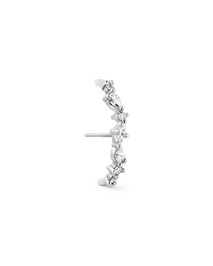 Diamonds Cluster Suspender 14k Whitegold Earring w. Lab-Grown Diamonds