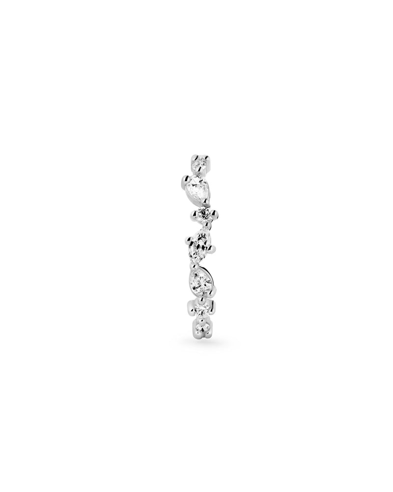 Diamonds Cluster Suspender 14k Whitegold Earring w. Lab-Grown Diamonds