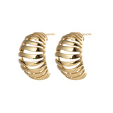 Ribbed Large Gold Vermeil Earrings