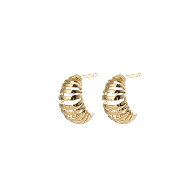 Ribbed Small Gold Vermeil Earrings