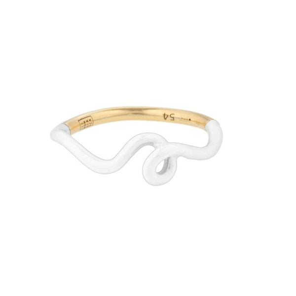 Bea Bongiasca Wave 9K Gold Ring w. White Enamel – The
