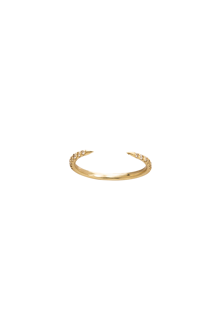 Micropave Open Slice 14K Gold Ring w. Diamond