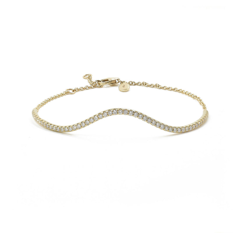Bølge 14k Guld Armbånd m. Diamant