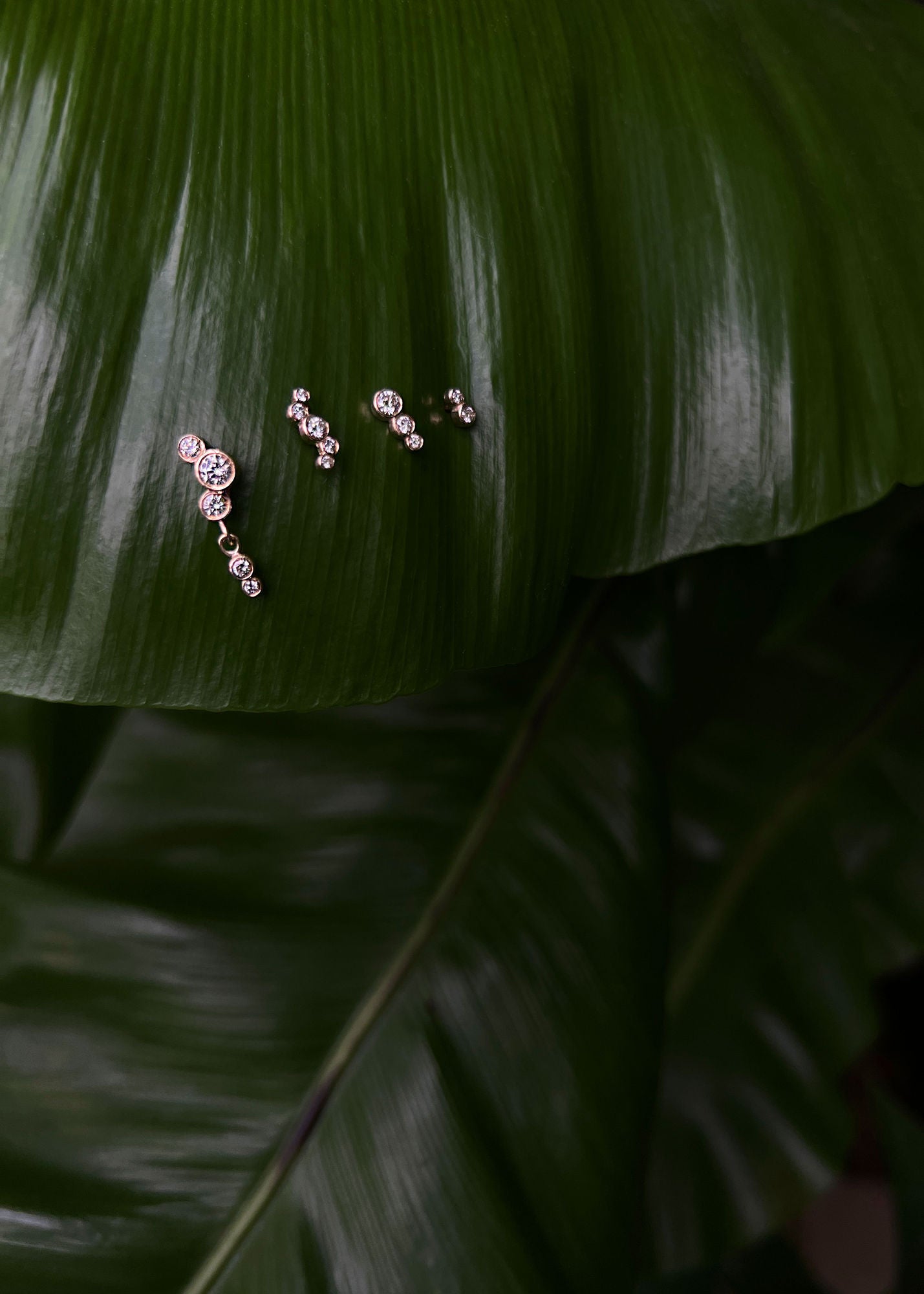 Elysia Whisper Duo 14k Gold Studs w. Diamonds