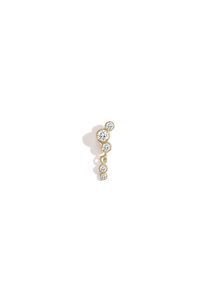 Elysia Whisper Grande 14k Gold Earring w. Diamonds