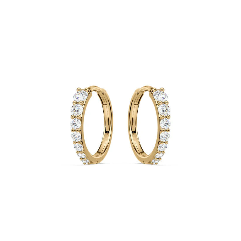 Emelie 14K Guld eller Hvidguld Hoops m. Diamanter