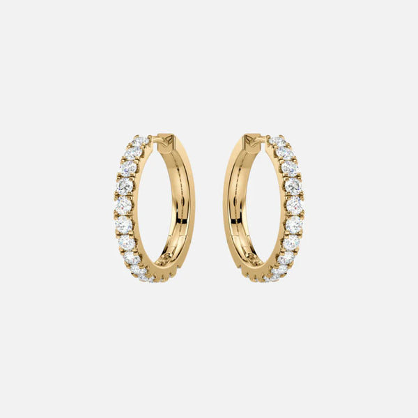 12mm 14k Gold or White Gold Hoops w. Diamonds