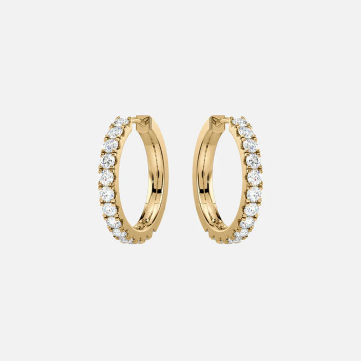 12 mm 14 karat Guld eller Hvidguld Hoops m. Diamanter