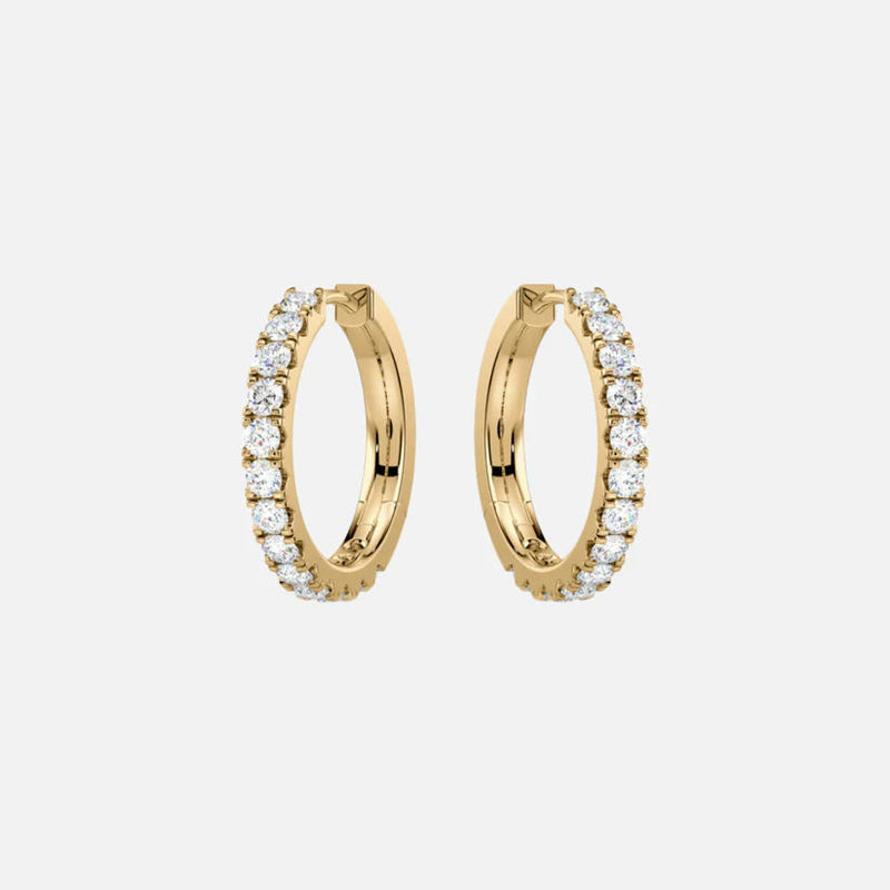 12 mm 14 karat Guld eller Hvidguld Hoops m. Diamanter