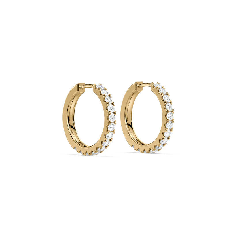 12 mm 14 karat Guld eller Hvidguld Hoops m. Diamanter