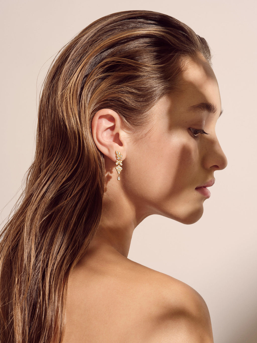 Wisteria Chandelier Gold Plated Earrings w. Zirconia