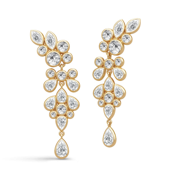 Wisteria Chandelier Gold Plated Earrings w. Zirconia