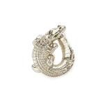 Alligator Twist 18K White Gold Earring w. Tsavorite