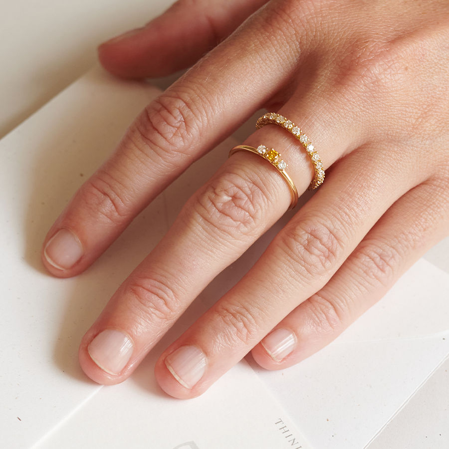 Wilderness Trilogie 18K Gold Ring w. White & Yellow Lab-Grown Diamond