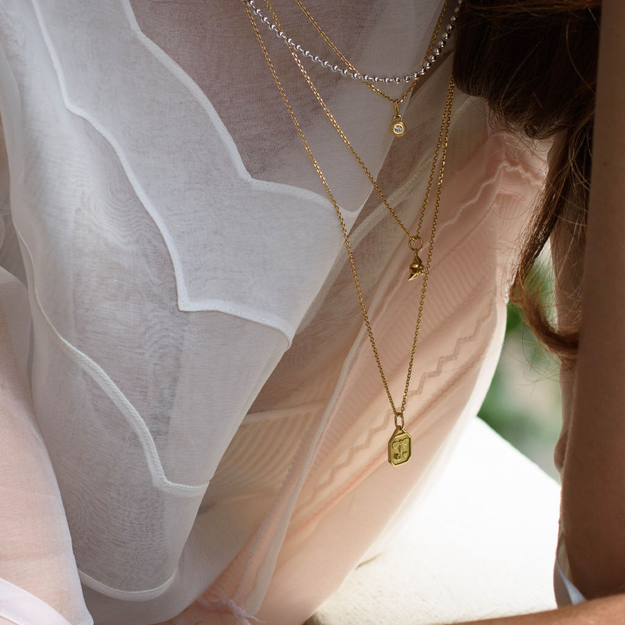 World Gold Day Bi 18k Guld Halskæde w. Diamant