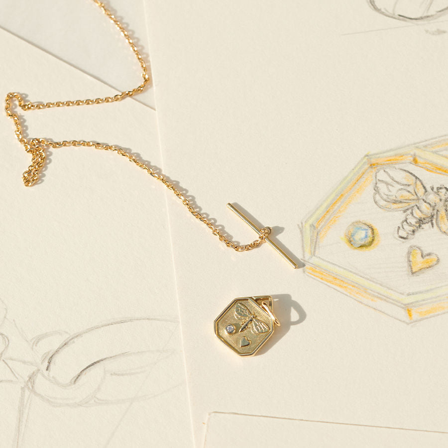 World Gold Day Bi 18k Guld Halskæde w. Diamant