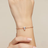 Alphabet Initial Y 18K Gold, Rosegold or Whitegold Bracelet w. Solitaire Lab-Grown Diamond