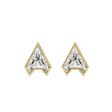 Alphabet Initial A 18K Gold, Whitegold or Rosegold Stud Earrings w. Solitaire Lab-Grown Diamond