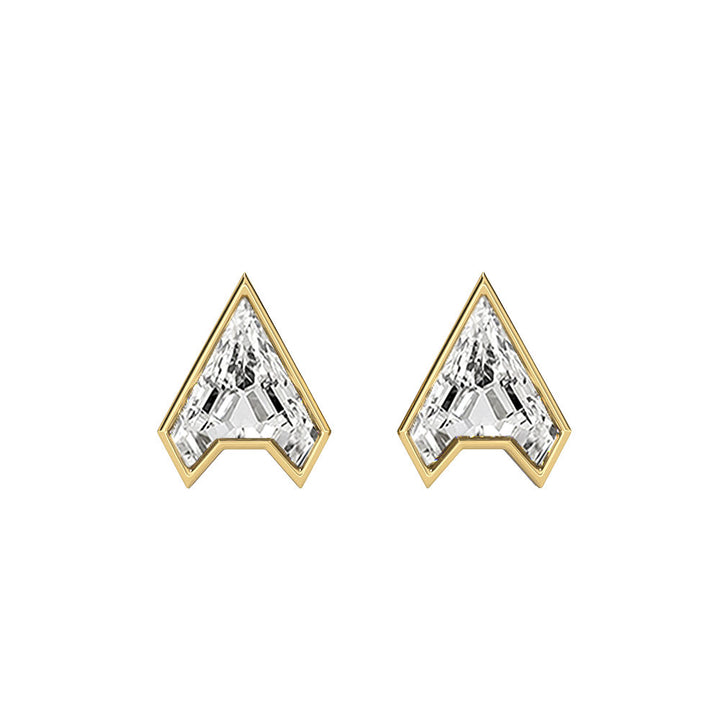 Alphabet Initial A 18K Gold, Whitegold or Rosegold Stud Earrings w. Solitaire Lab-Grown Diamond