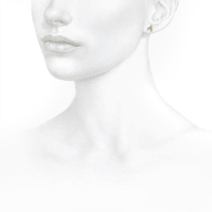 Alphabet Initial A 18K Gold, Whitegold or Rosegold Stud Earrings w. Solitaire Lab-Grown Diamond