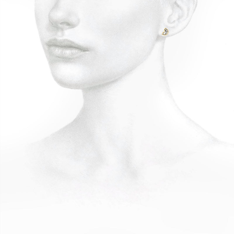 Alfabet Bogstav D 18K Guld, Hvidguld eller Rosaguld Ørestikker m. Solitaire Lab-Grown Diamant