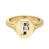 Alphabet 18K Gold Initial F Signet Ring w. Solitaire Lab-Grown Diamond