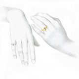 Alphabet 18K Gold Initial F Signet Ring w. Solitaire Lab-Grown Diamond