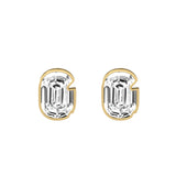 Alphabet Initial G 18K Gold, Whitegold or Rosegold Stud Earrings w. Solitaire Lab-Grown Diamond