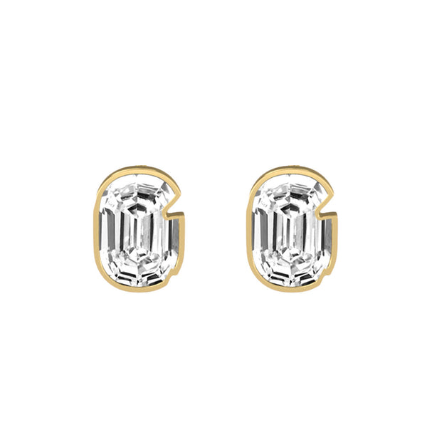 Alfabet Bogstav G 18K Guld, Hvidguld eller Rosaguld Ørestikker m. Solitaire Lab-Grown Diamant