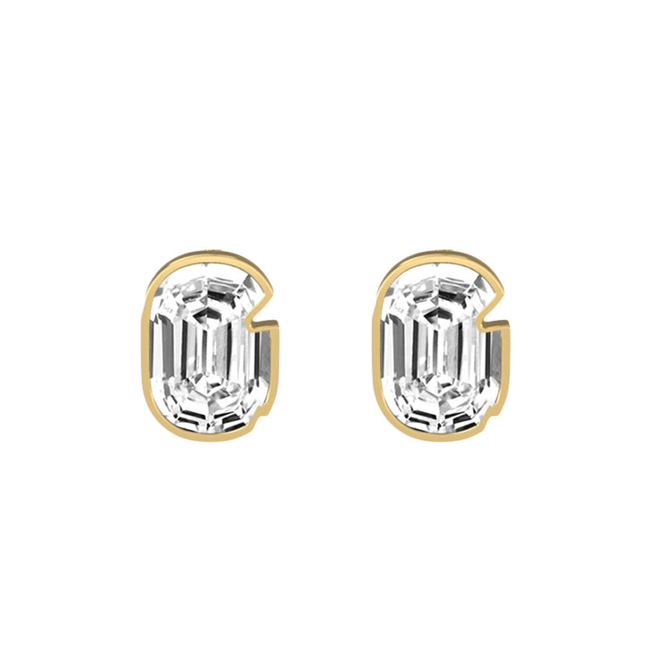 Alphabet Initial G 18K Gold, Whitegold or Rosegold Stud Earrings w. Solitaire Lab-Grown Diamond