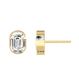 Alphabet Initial G 18K Gold, Whitegold or Rosegold Stud Earrings w. Solitaire Lab-Grown Diamond