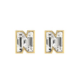 Alfabet Bogstav N 18K Guld, Hvidguld eller Rosaguld Ørestikker m. Solitaire Lab-Grown Diamant