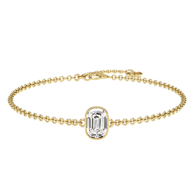 Alphabet Initial O 18K Gold, Rosegold or Whitegold Bracelet w. Solitaire Lab-Grown Diamond