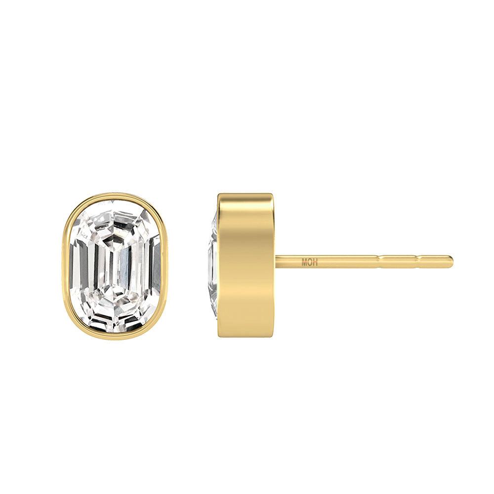 Alphabet Initial O 18K Gold, Whitegold or Rosegold Stud Earrings w. Solitaire Lab-Grown Diamond