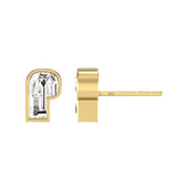 Alfabet Bogstav P 18K Guld, Hvidguld eller Rosaguld Ørestikker m. Solitaire Lab-Grown Diamant