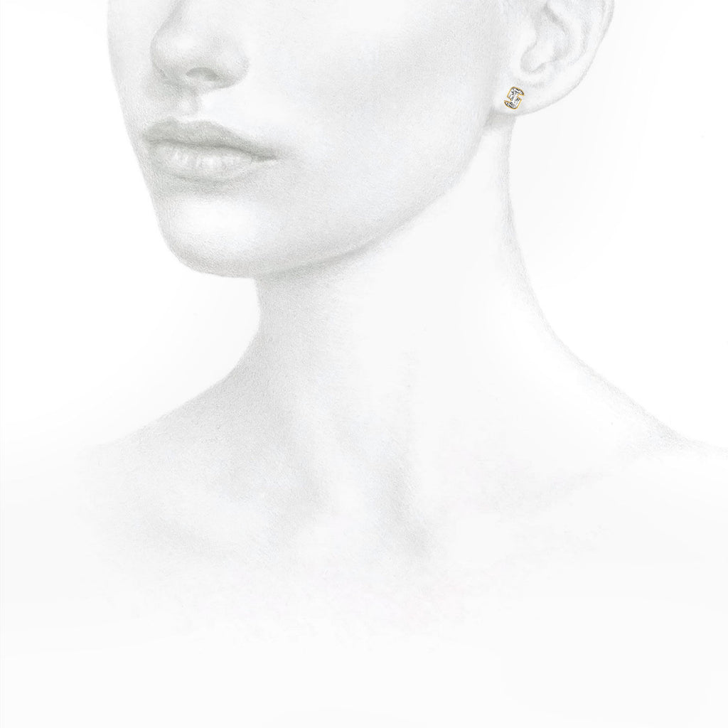 Alfabet Bogstav S 18K Guld, Hvidguld eller Rosaguld Ørestikker m. Solitaire Lab-Grown Diamant