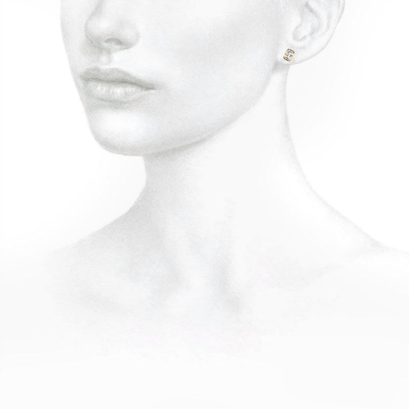 Alfabet Bogstav S 18K Guld, Hvidguld eller Rosaguld Ørestikker m. Solitaire Lab-Grown Diamant