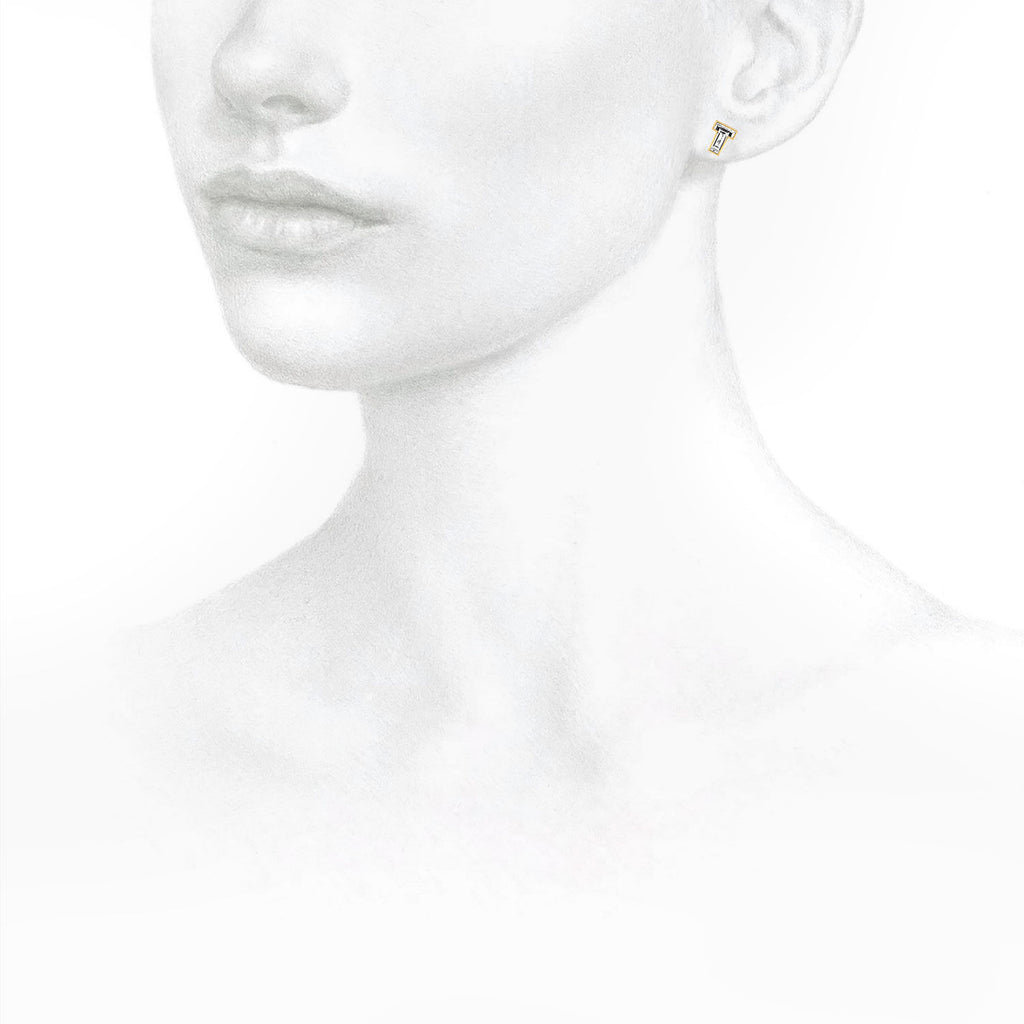 Alfabet Bogstav T 18K Guld, Hvidguld eller Rosaguld Ørestikker m. Solitaire Lab-Grown Diamant