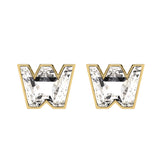 Alfabet Bogstav W 18K Guld, Hvidguld eller Rosaguld Ørestikker m. Solitaire Lab-Grown Diamant