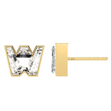Alfabet Bogstav W 18K Guld, Hvidguld eller Rosaguld Ørestikker m. Solitaire Lab-Grown Diamant