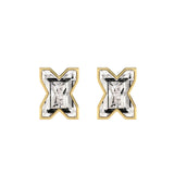 Alphabet Initial X 18K Gold, Whitegold or Rosegold Stud Earrings w. Solitaire Lab-Grown Diamond