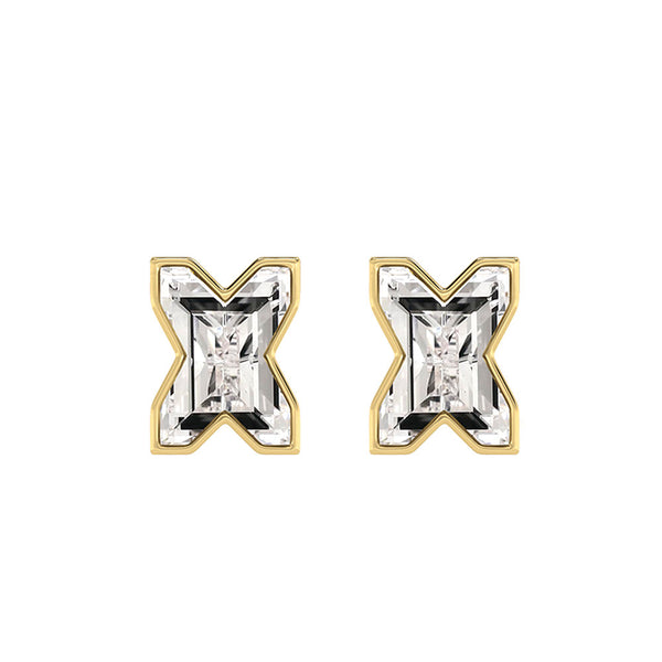 Alfabet Bogstav X 18K Guld, Hvidguld eller Rosaguld Ørestikker m. Solitaire Lab-Grown Diamant