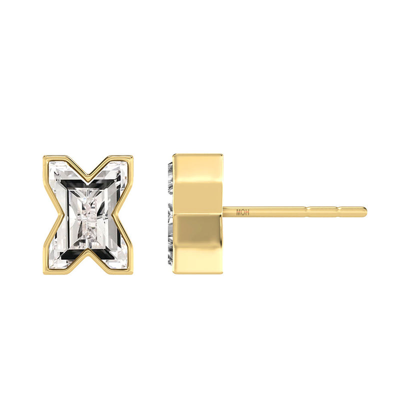 Alfabet Bogstav X 18K Guld, Hvidguld eller Rosaguld Ørestikker m. Solitaire Lab-Grown Diamant