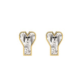 Alfabet Bogstav Y 18K Guld, Hvidguld eller Rosaguld Ørestikker m. Solitaire Lab-Grown Diamant